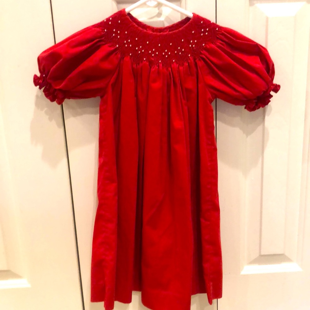 24 month beautiful red smocked dress